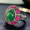 Emerald Cabochon & Rubies