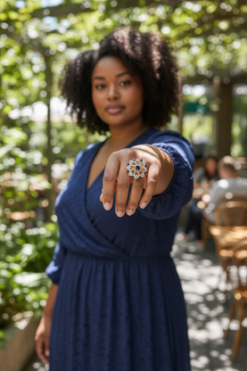 Kundan Blue Enamel Moissnaite