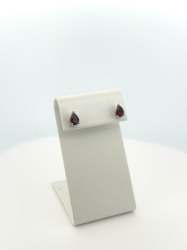 Garnet Pear Studs