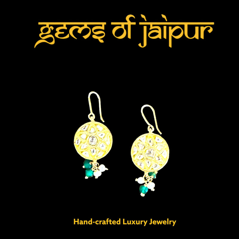 Kundan Green Onyx Uncut Diamonds