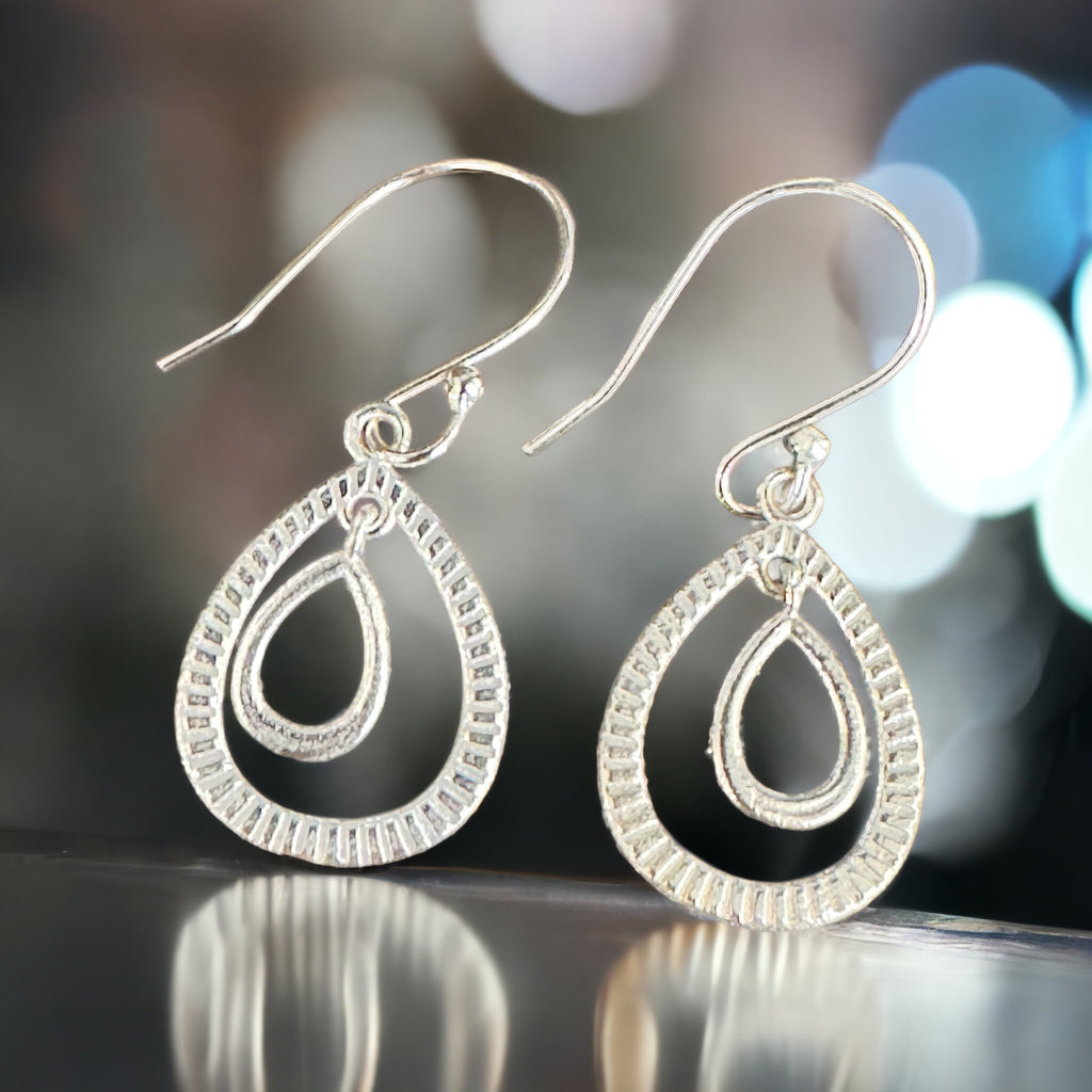 Silver Pear Dangles