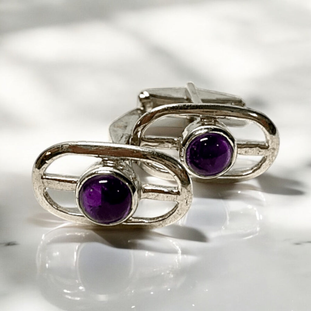 Amethyst Cabochon Cuff Links