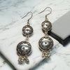 Antiqued Sterling Silver Two Disc Round Dots Earrings