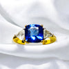 Cushion Cut Tanzanite & Triangle Diamond Ring