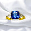 Cushion Cut Tanzanite & Triangle Diamond Ring