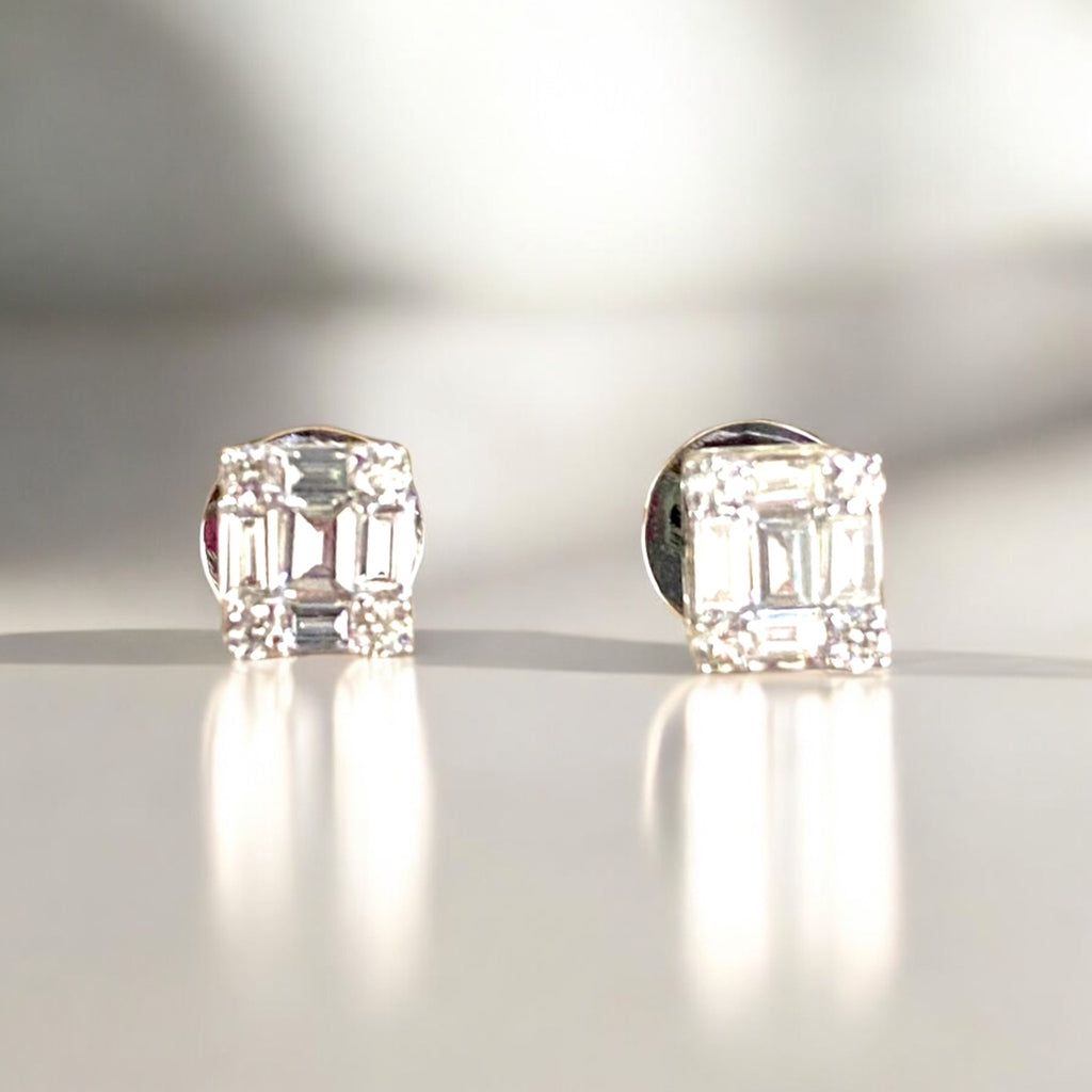 Invisible Square Diamond Studs