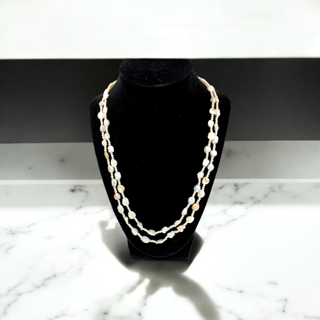 Baroque and Seed Pearls Double Line Necklace