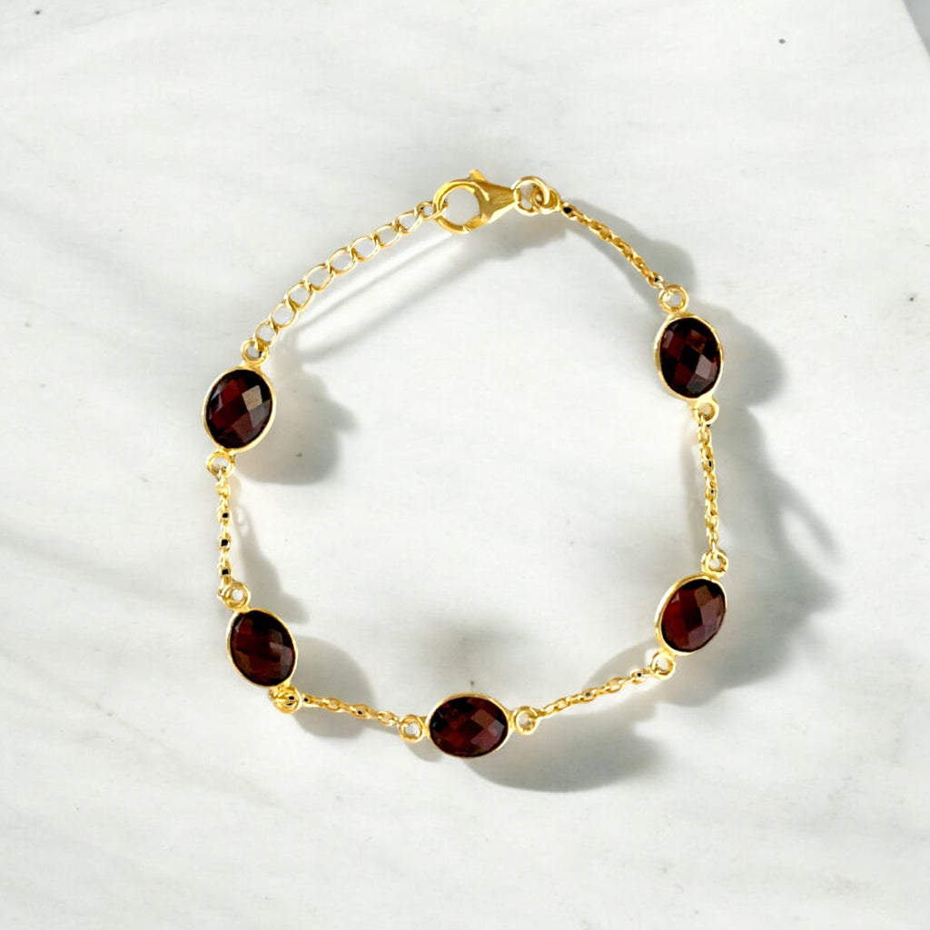 Garnet Oval Chain Bracelet