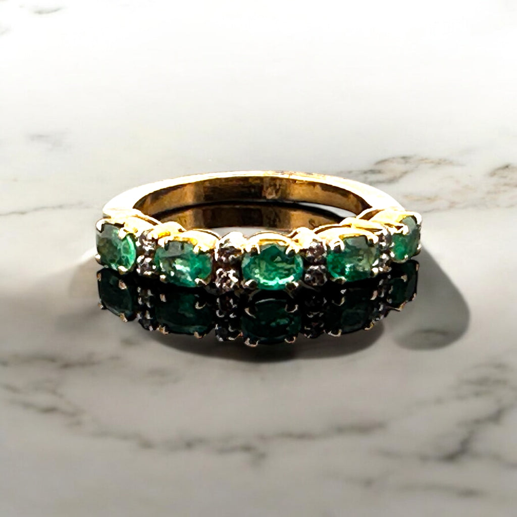 Emerald And Diamond Half Eternity