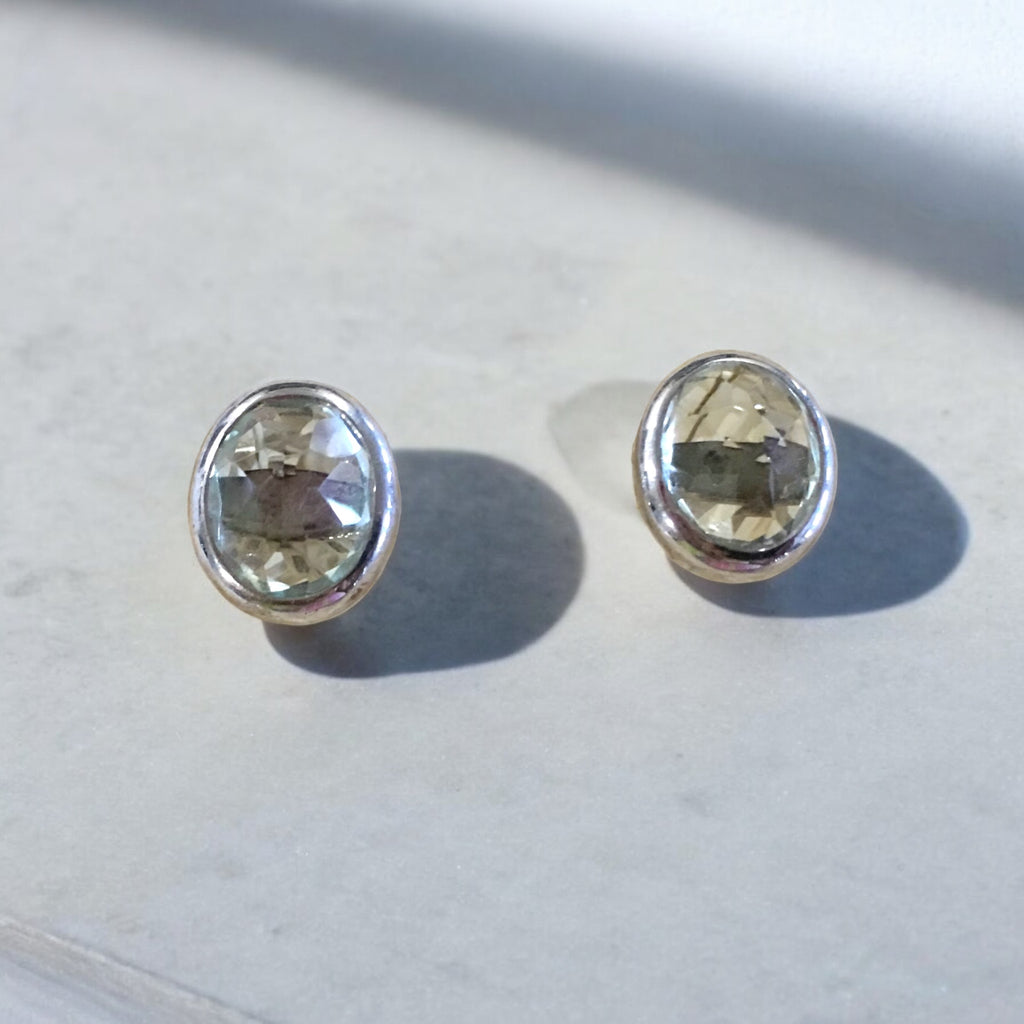 Green Amethyst Oval Cuff Links