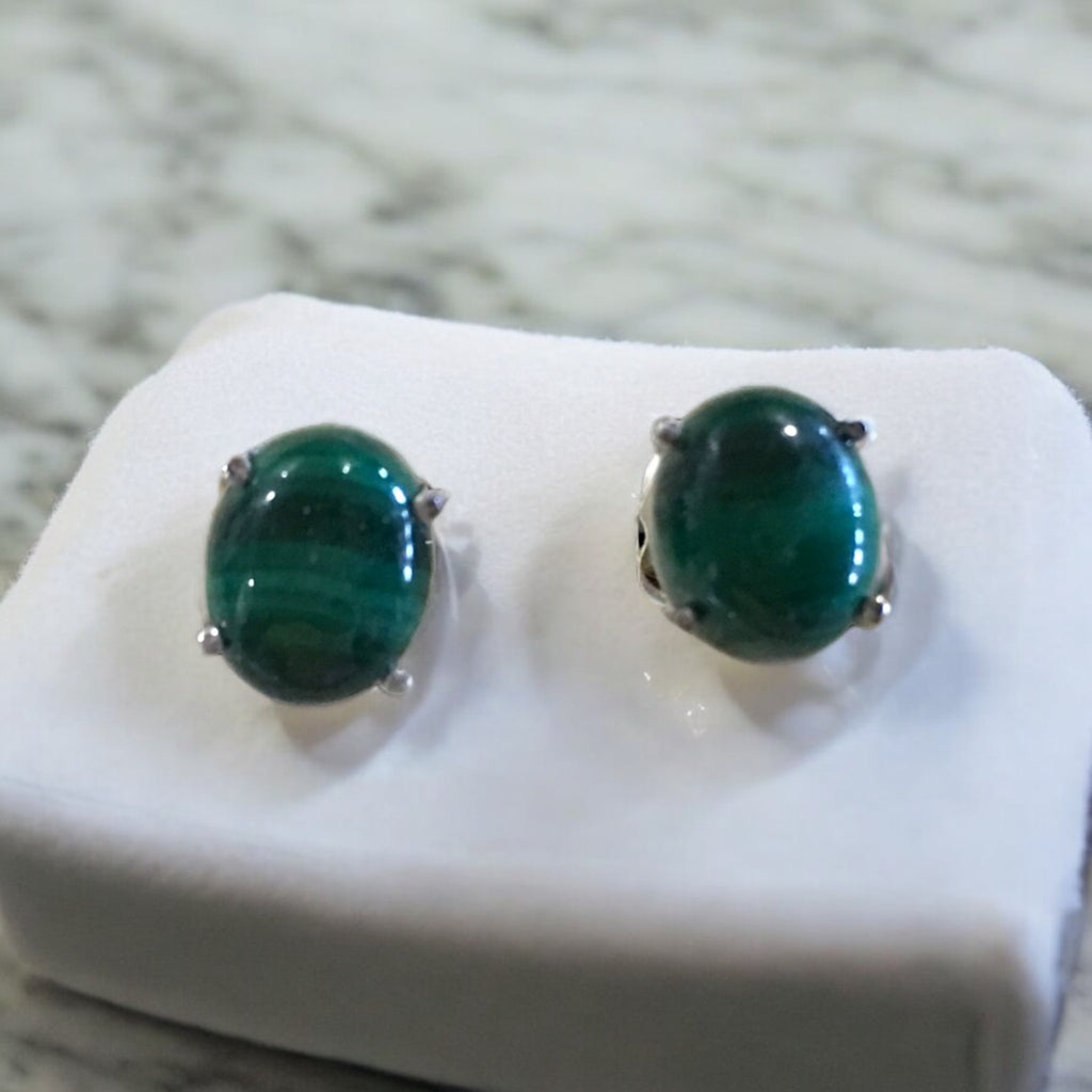 Malachite Small Oval Cuff Links