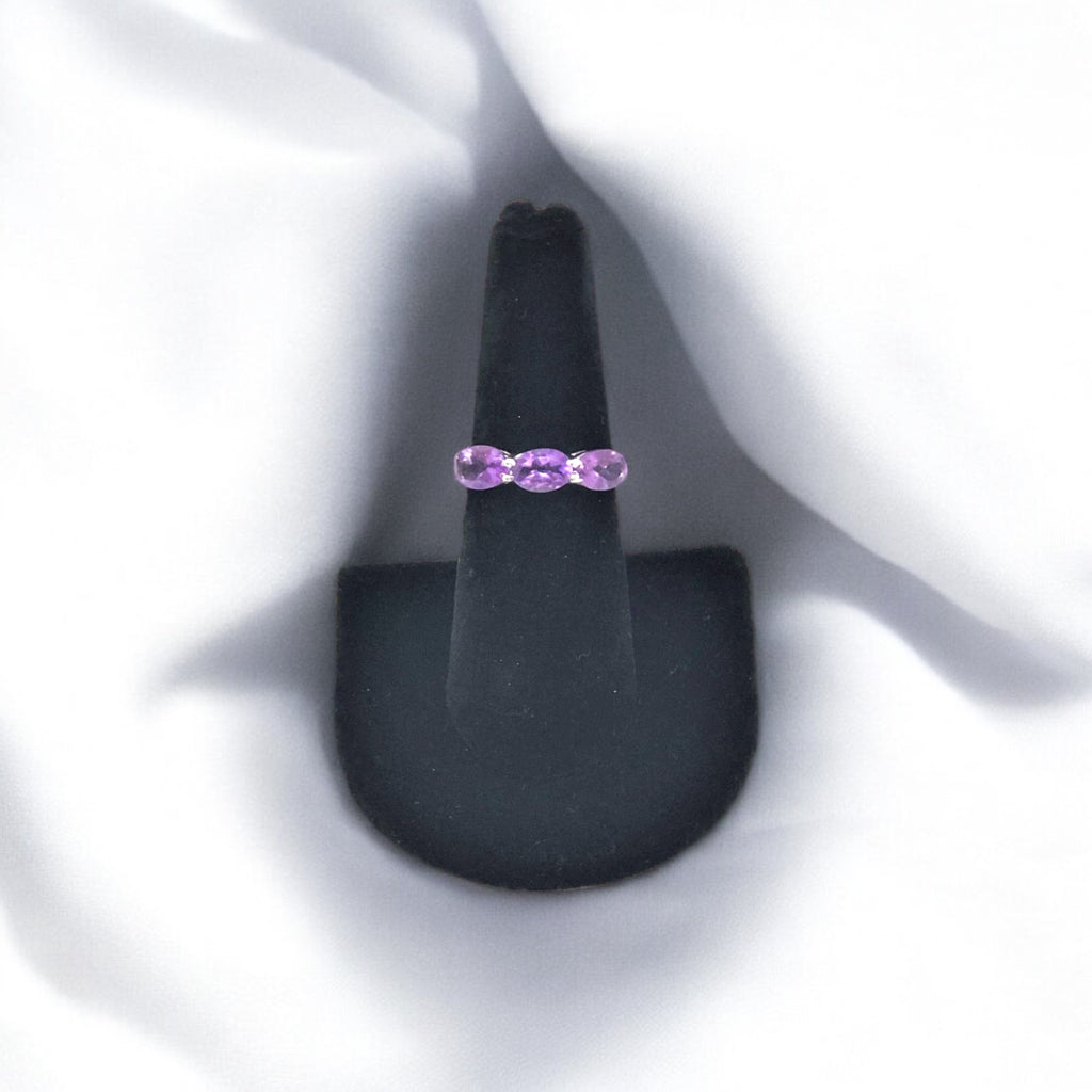 Amethyst 3 Stones Ring