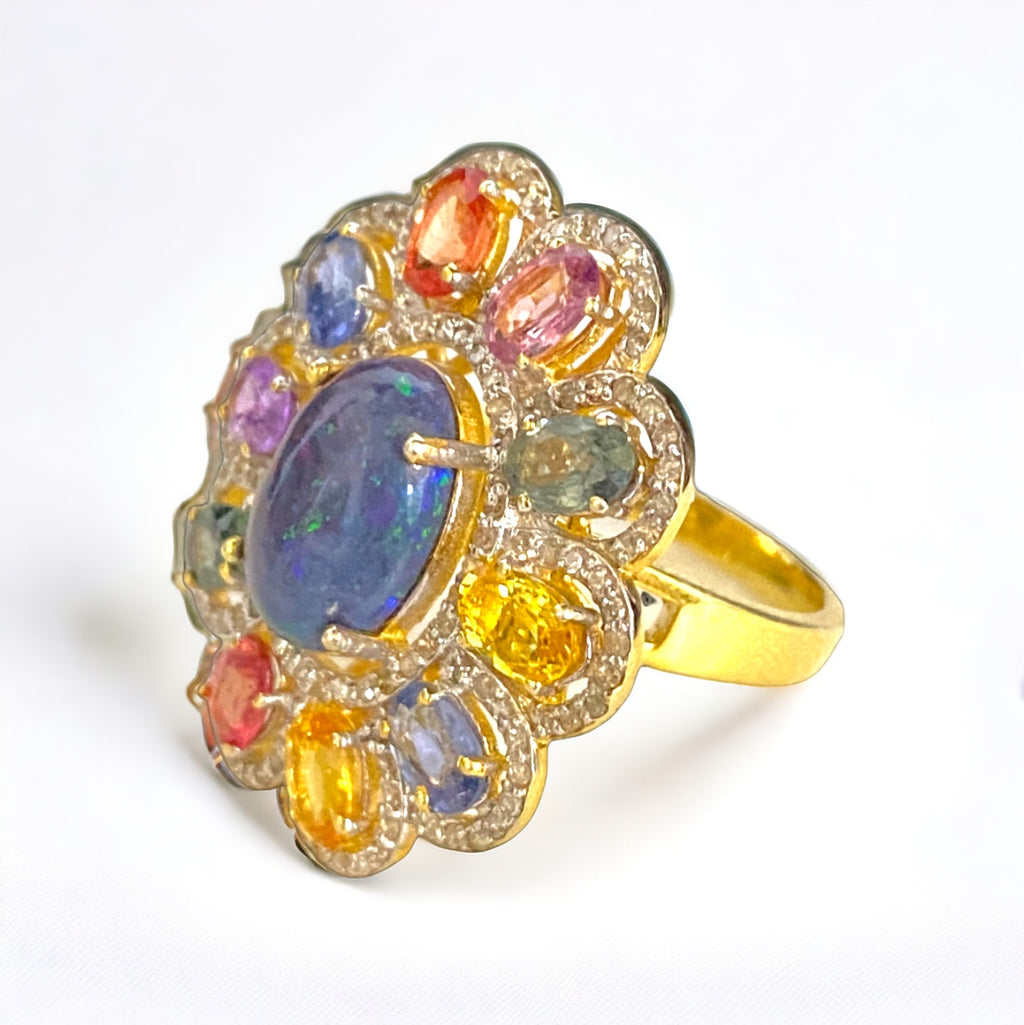 Blue Opal and Sapphires Flower