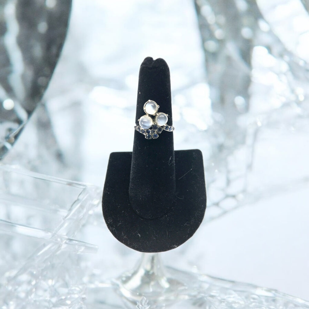 Moonstone 3 Sapphires Vintage