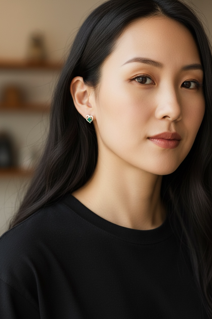 Emerald Silver Hearts