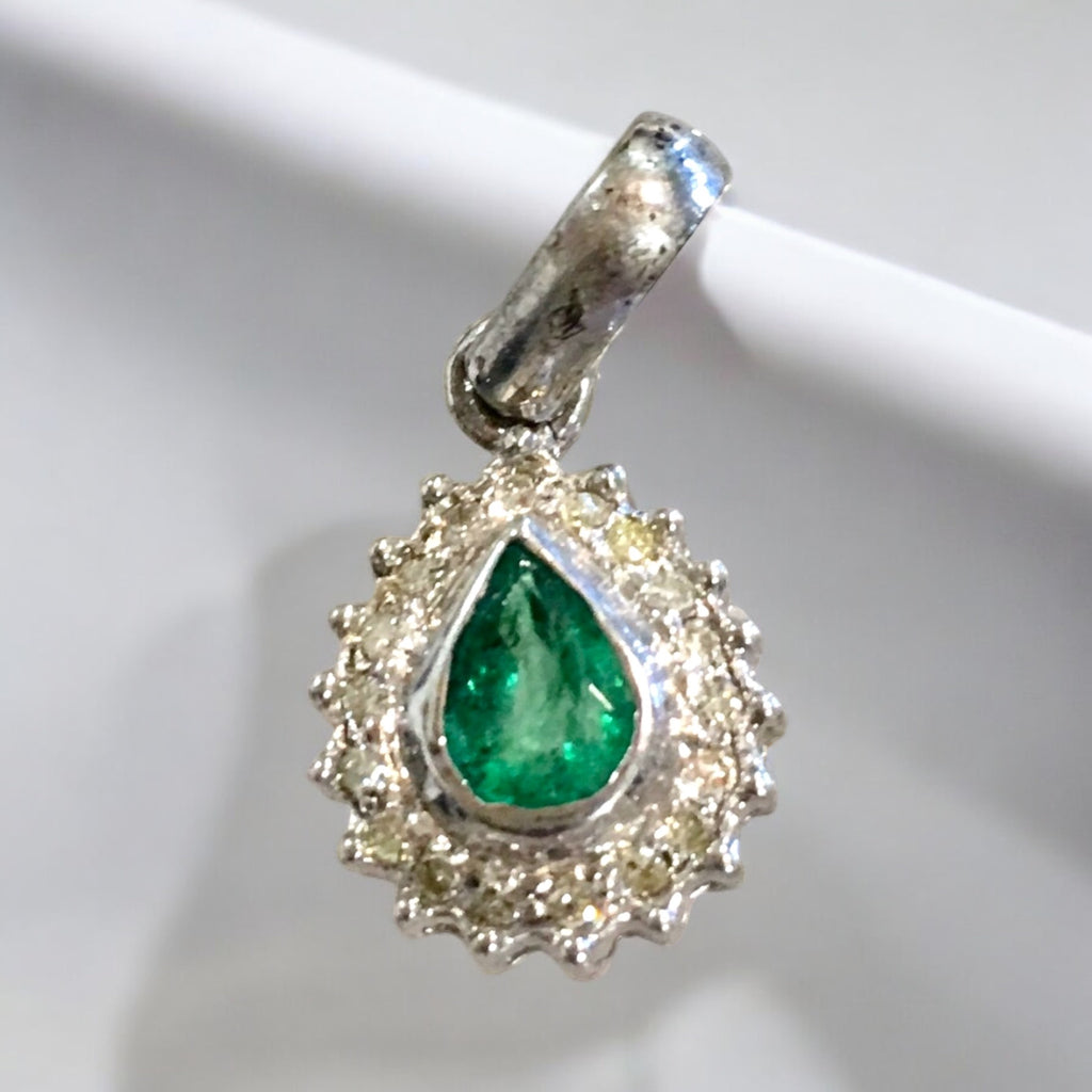 Emerald and Diamond Pear Shape