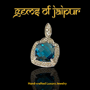 London Blue Topaz Square Halo Pendant