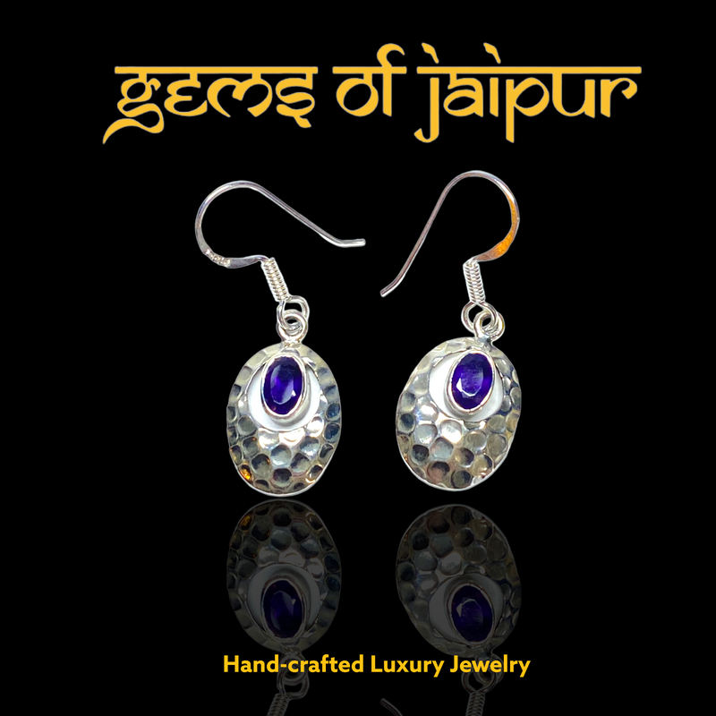 Hammered Oval with Gemstone