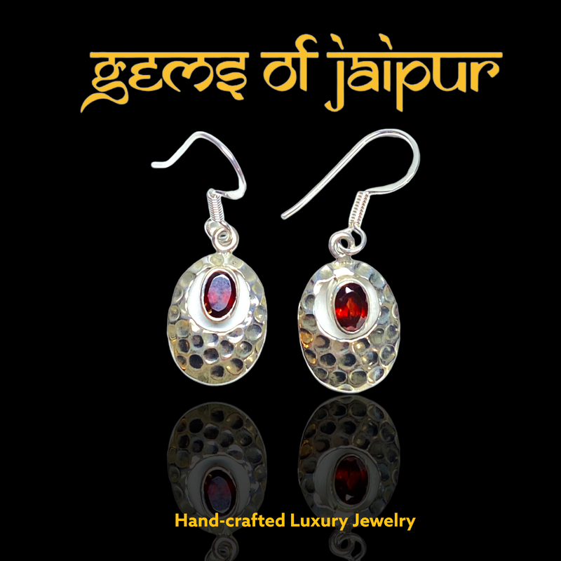 Hammered Oval with Gemstone