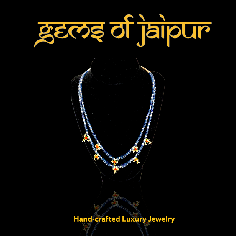 Kundan Two Sapphire Lines with Polkis  Necklace