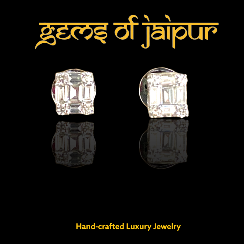 Invisible Square Diamond Studs