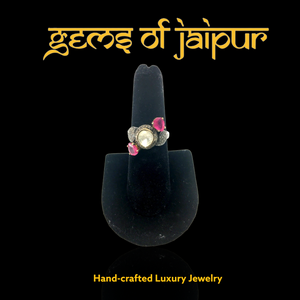 Polki ring with two Rubies