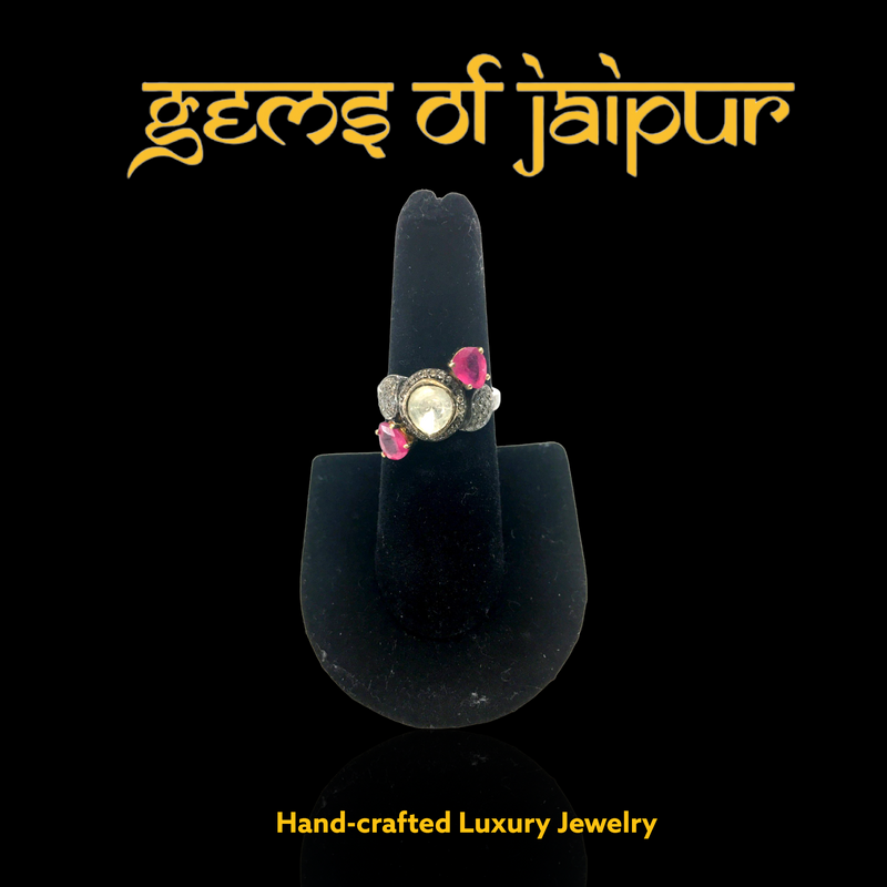 Polki ring with two Rubies