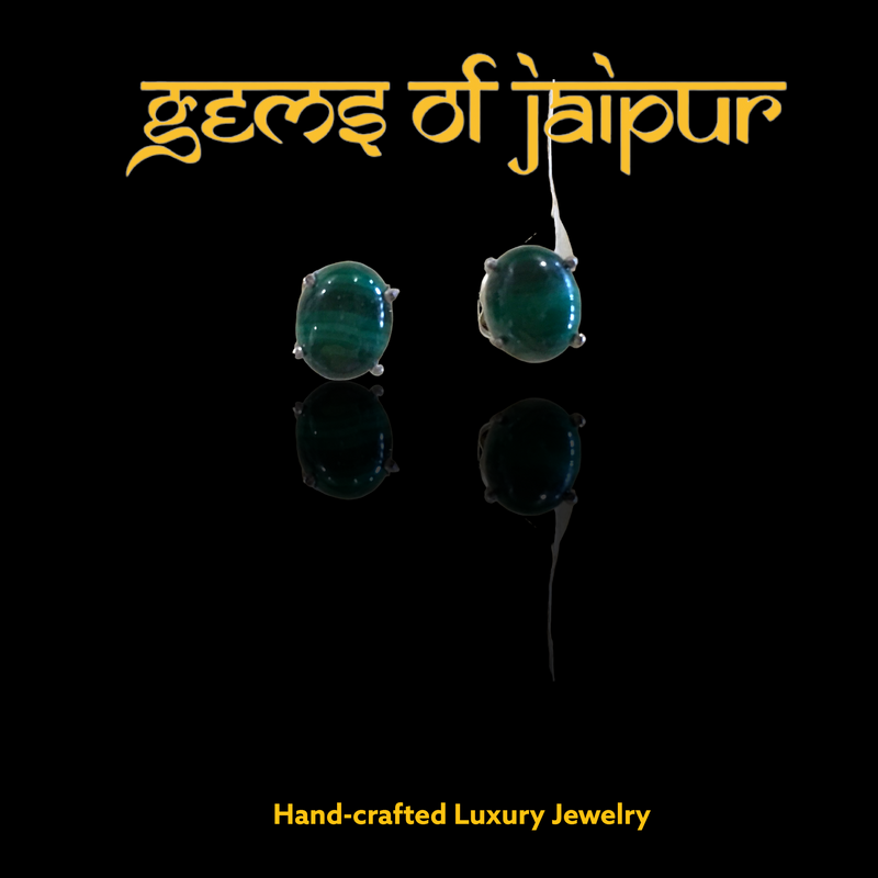 Malachite Small Oval Cuff Links