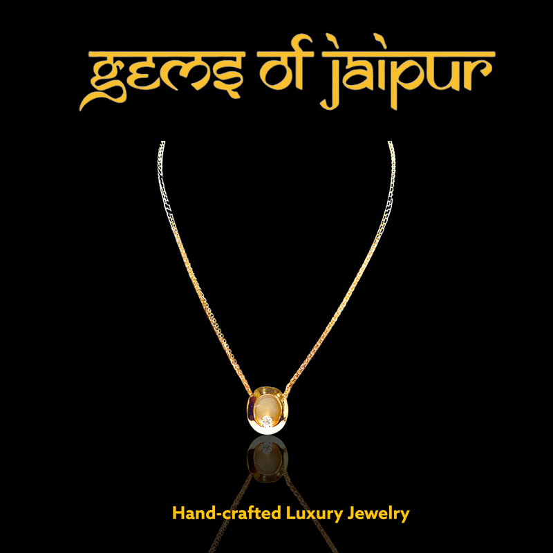 Gold Oval with Solitaire