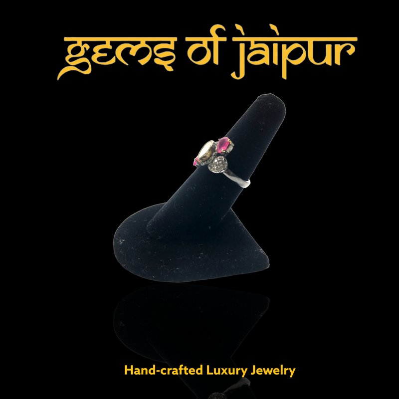 Polki ring with two Rubies