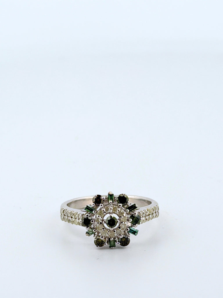 The Emerald Light — Green & White Diamond Ring