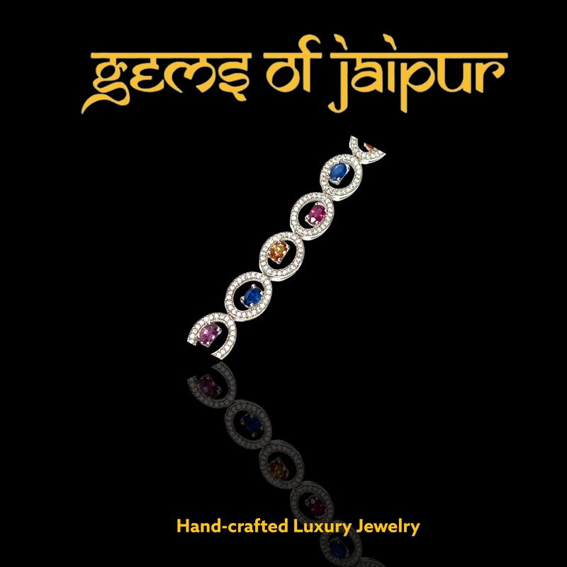 Multi Sapphires Circle of Diamonds