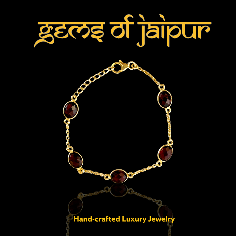 Garnet Oval Chain Bracelet