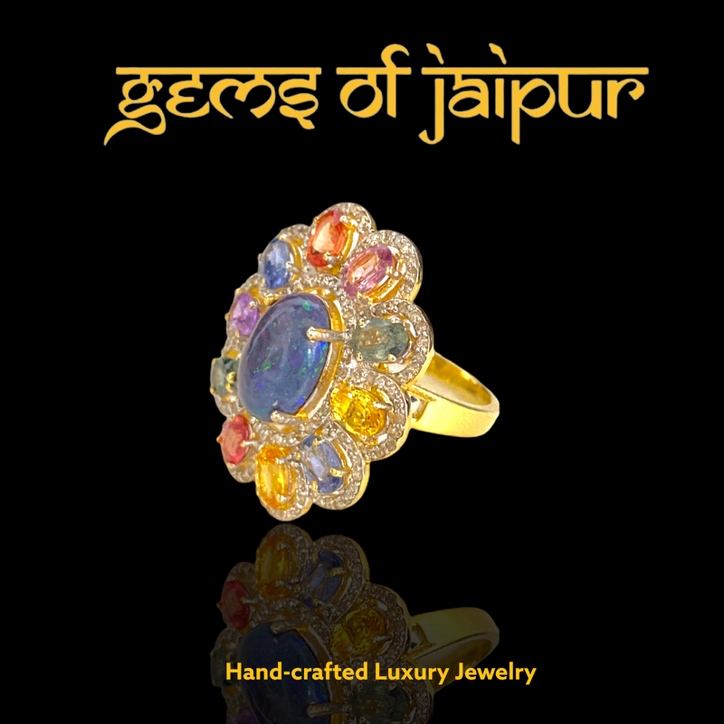 Blue Opal and Sapphires Flower