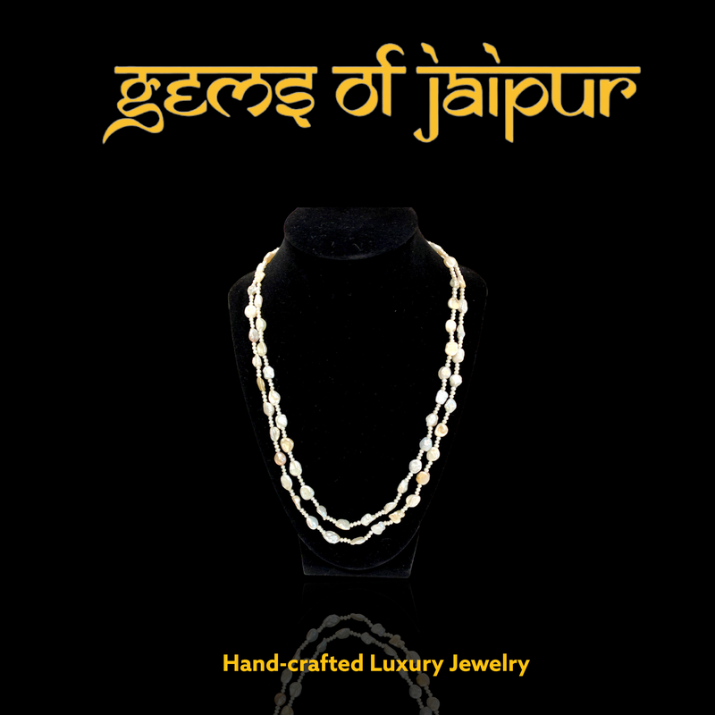 Baroque and Seed Pearls Double Line Necklace