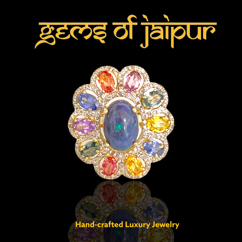 Blue Opal and Sapphires Flower