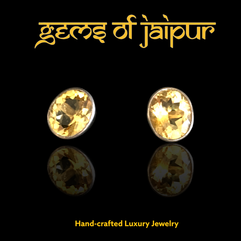 Citrine Large Brilliant Cut Stud