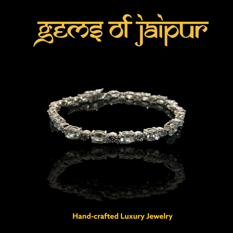 Aquamarine & Sapphires Tennis Bracelet